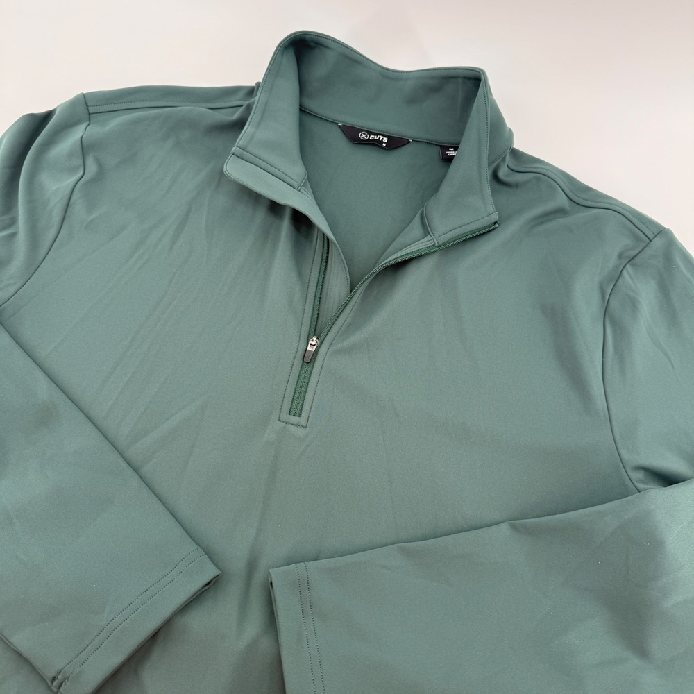 Cuts Clothing Mens Quarter Zip Pullover Long Sleeve Sage Green Performance Top M